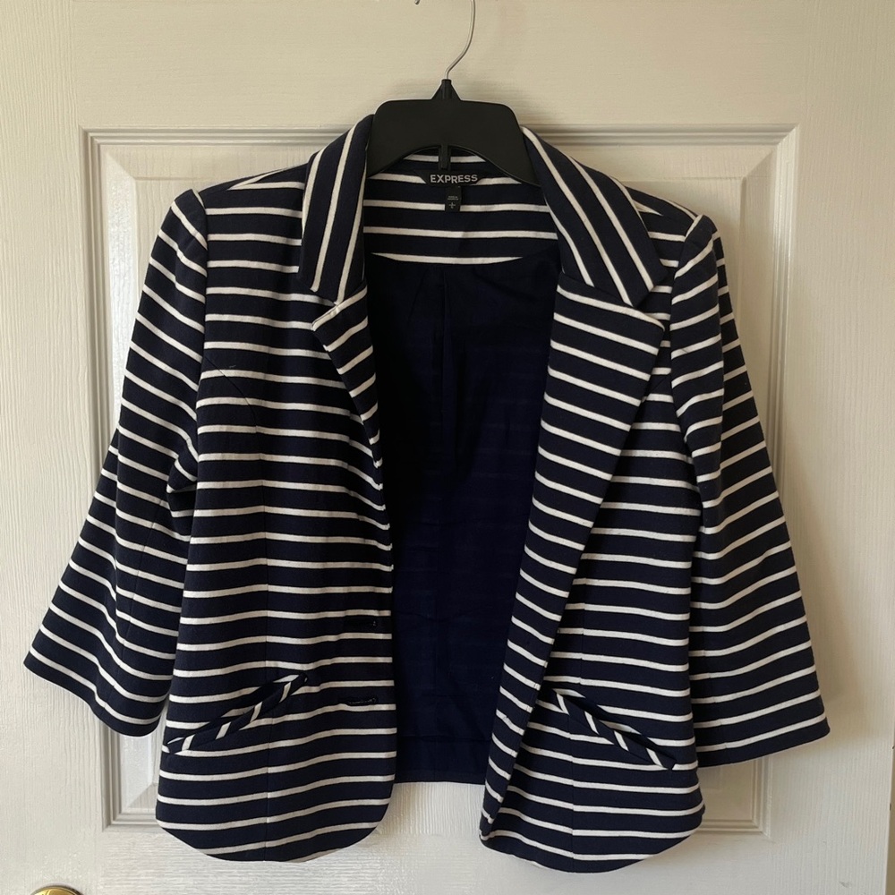 Express Striped Blazer in Navy and White